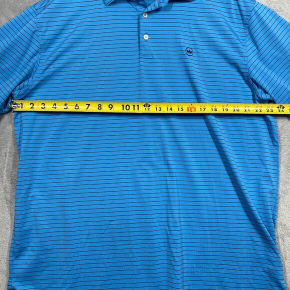 Peter Millar Summer Comfort Crown Sport Blue Striped Polo Shirt Mens XL - Picture 6 of 8